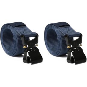 Mens Tactical Belts : Blue : Waist Size 36" - 42" : 2 PACK