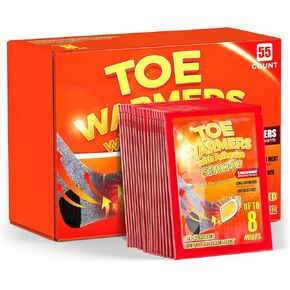 Toe Warmer - Hand and Foot Warmers 55/100 Pair, Long-Lasting Up to 8 Hours Feet Warmers Disposable with Adhesive, Ultra Thin Safe Toe Warmers for Feet, Winter for Women Men Mom Dad