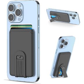 SHANSHUI Phone Card Holder, Ultra Slim Phone Wallet Stand Silicone Sticky Business Credit Card ID Holder for Back of Phone Compatible with iPhone & Most Smartphones - Black