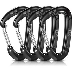 Unijoy Carabiner Clips Heavy Duty: 12KN 18KN Lightweight Wiregate Caribiniers - D-Ring Caribeaner for Camping Hiking