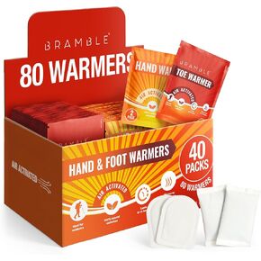 BRAMBLE 80-Pack Warmers - Hand Warmers & Foot Warmers - Long-Lasting Heat Packs (8h) for Outdoor Activities, Sports, and Cold Weather