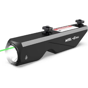 Votatu M9L-G Mini Light Laser Combo Compatible with M-Lok Rail Surface, 550 Lumens Tactical Flashlight and Green Laser Sight with Strobe Function for Rifle, Magnetic Rechargeable