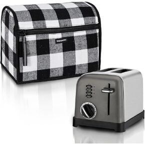 BAGSPRITE Toaster Cover 4 Slice Wide Slot, Toaster Oven Cover Compatible with Cuisinart, 4 Slice Bread Cover, Toaster Dust Covers with Zipper Pockets (Cover Only)
