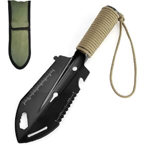 Backpacking Trowel Camping Shovel Hiking Trowel Gardening Tool Multitool 9 in 1 Multi-Purpose Tool with Carrying Bag and Paracord Good for Digging Metal Detecting Gardening and Outdoor Survival