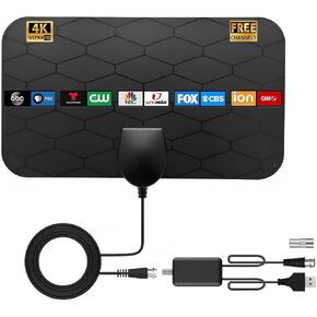 TV Antenna Indoor Digital Antenna,Portable TV Antenna for Local Channels,360°Reception,Support 4K 1080p Smart Television with Amplifier Signal Booster for Free Channels