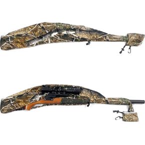 HUNTPAL 48" Long Rifle Cover Gun Slicker Camo Water-Resistant Soft Case for Firearm Storage and Transportation, Lightweight Quick Release Shot Gun Shotgun Sniper Rifle Sock Sleeve with Attached Pouch