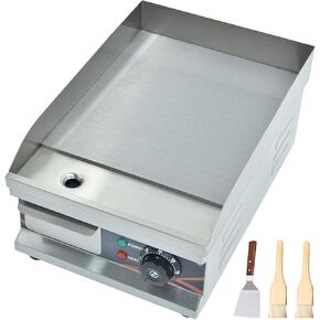 11" Commercial Electric Griddle 1500W Countertop Griddle, Non-Stick Flat Top Grill Stainless Steel Teppanyaki Cooking Plate with Adjustable Temperature Control for Restaurant Kitchen