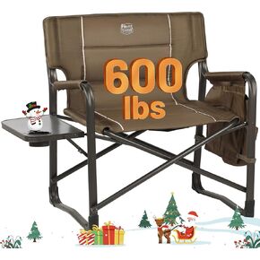 TIMBER RIDGE XXL Upgraded Oversized Directors Chairs with Foldable Side Table, Detachable Side Pocket, Heavy Duty Folding Camping Chair up to 600 Lbs Weight Capacity (Gray) Ideal Gift