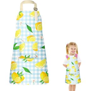 Kids Lemon Apron, Cute Kids Apron with Pocket, Adjustable Strap Apron for Kids, Kids Cooking Kitchen Chef Baking Apron