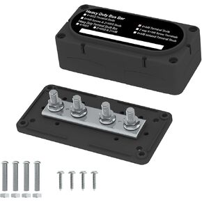 600A Bus Bar 12V Power Distribution Block with 3/8" (M10) 4-Posts Heavy Duty Terminals Block with Cover for Automotive, Marine, Battery System (Black) in Saudi Arabia