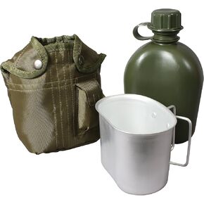3PC Canteen KIT W/Cover &Aluminum Cup-Black