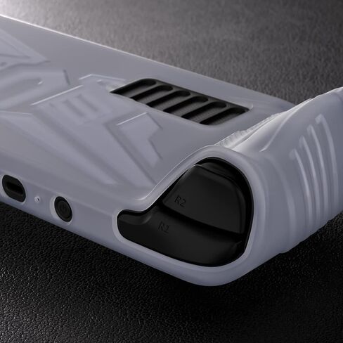 PlayVital Armor Series Ergonomic Case for Steam Deck LCD, Soft Cover Protective Silicone Protector with Back Button Enhancement Designed & Thumb Grips Caps for Steam Deck - Clear White in Kuwait
