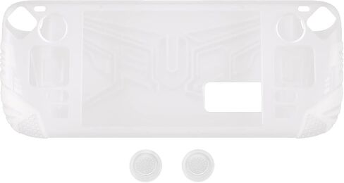 PlayVital Armor Series Ergonomic Case for Steam Deck LCD, Soft Cover Protective Silicone Protector with Back Button Enhancement Designed & Thumb Grips Caps for Steam Deck - Clear White in Kuwait