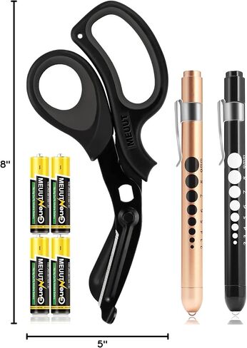 MEUUT 3 Pack Medical Scissors and penlights for Nurses with Four Batteries-One 8" Patented Trauma Scissor Bandage Scissor Two LED Pen lights for Nurse Doctor EMT First Aid in Saudi Arabia