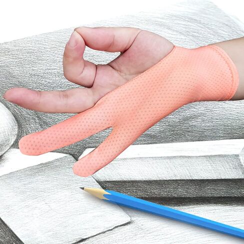 Artist Drawing Glove for Women [2 Pack Pink] 3-Layer Palm Rejection Right/Left Hand Digital Graphic Tablet iPad Art Gloves Two Finger Smooth Elasticity Breathable for Sketching Painting in Kuwait