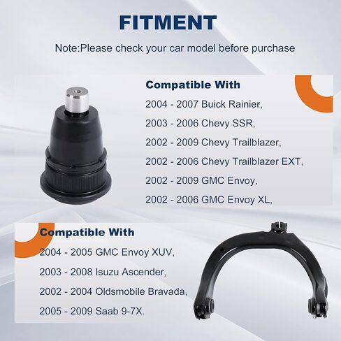 طقم تعليق ذراع التحكم الأمامي والسفلي 16 قطعة K640293 K641135 متوافق مع Buick Rainier/Chevrolet SSR/Trailblazer/GMC Envoy/Isuzu Ascender/Saab 9-7X، Oldsmobile Bravada in Kuwait