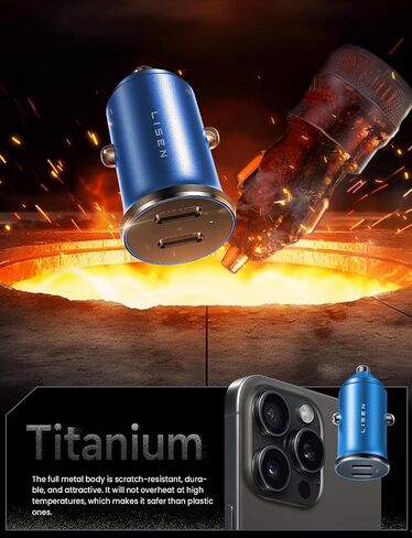 LISEN 90W USB C Car Charger Fast Charging, Dual PD 45W USB C Port for iPhone 16 Car Charger, Super Fast Car Charger USB C Cigarette Lighter Adapter with USB C & Lightning Cable for iPhone 15/14/Galaxy in Kuwait