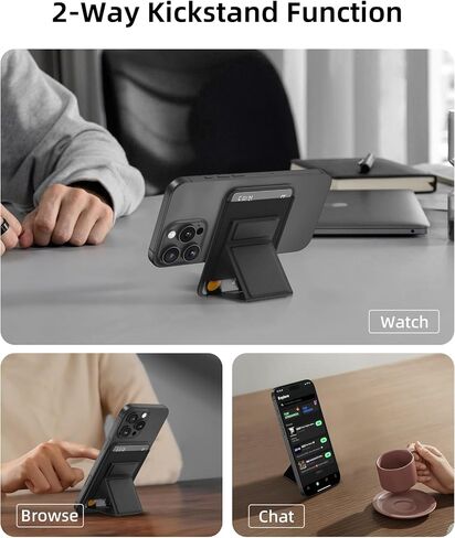 for Magsafe Wallet, Magnetic for Phone Wallet with Angle Adjustable Stand, Leather Card Holder Magnetic Wallet for iPhone 16/15/14/13/12 Series(Not for iPhone Mini), 1 Slot, 6 Cards,Black in Saudi Arabia