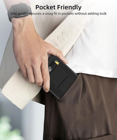 for Magsafe Wallet, Magnetic for Phone Wallet with Angle Adjustable Stand, Leather Card Holder Magnetic Wallet for iPhone 16/15/14/13/12 Series(Not for iPhone Mini), 1 Slot, 6 Cards,Black in Saudi Arabia