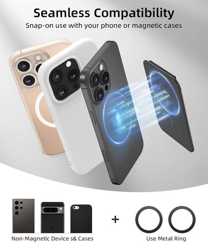 for Magsafe Wallet, Magnetic for Phone Wallet with Angle Adjustable Stand, Leather Card Holder Magnetic Wallet for iPhone 16/15/14/13/12 Series(Not for iPhone Mini), 1 Slot, 6 Cards,Black in Saudi Arabia