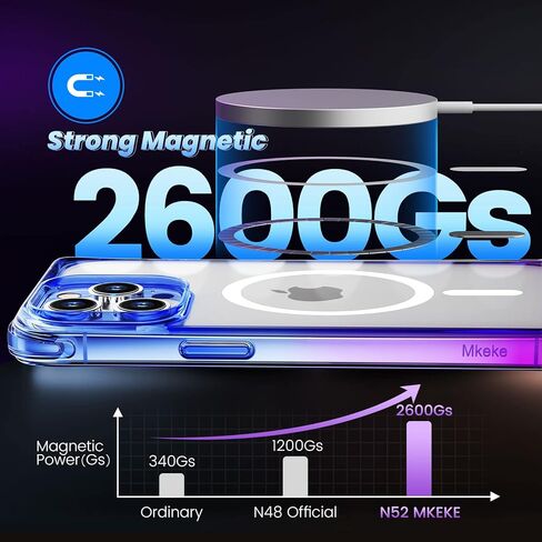 حافظة Mkeke مغناطيسية مصممة لهاتف iPhone 14 Pro مع Magsafe [حماية من السقوط من الدرجة العسكرية] [غير صفراء] حافظة هاتف مضادة للصدمات لهاتف Apple iPhone 14 Pro 2022 أرجواني أزرق in Kuwait
