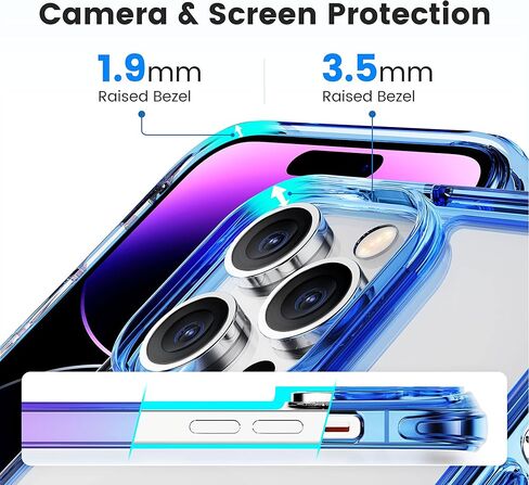 حافظة Mkeke مغناطيسية مصممة لهاتف iPhone 14 Pro مع Magsafe [حماية من السقوط من الدرجة العسكرية] [غير صفراء] حافظة هاتف مضادة للصدمات لهاتف Apple iPhone 14 Pro 2022 أرجواني أزرق in Kuwait