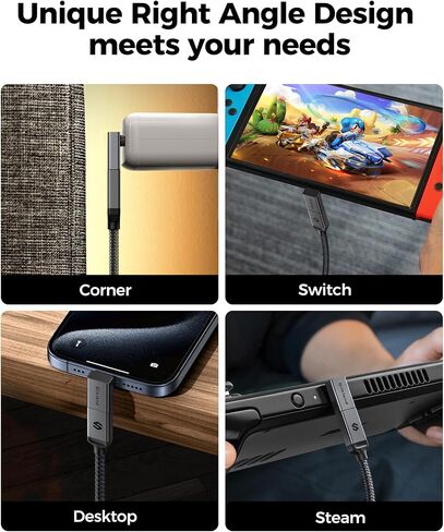 Silkland USB C 90 Degree Right Angle Adapter [2 Pack, 240W 40Gbps] USB C Male to Female Adapter Extender Compatible with Thunderbolt 4 for Steam Deck, ROG Ally, MacBook, Switch, iPhone 16/15, Quest 3 in Saudi Arabia