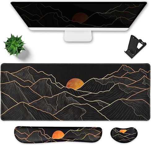Large Gaming Mouse Pad Waterproof/Mouse Wrist Rest/Keyboard Wrist Rest Set, Non-Slip Rubber Base, Ergonomic Computer Desk Mat with Wrist Support for Keybord and Mouse, Easy Typing&Pain Relief in Saudi Arabia