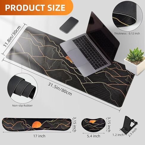 Large Gaming Mouse Pad Waterproof/Mouse Wrist Rest/Keyboard Wrist Rest Set, Non-Slip Rubber Base, Ergonomic Computer Desk Mat with Wrist Support for Keybord and Mouse, Easy Typing&Pain Relief in Saudi Arabia