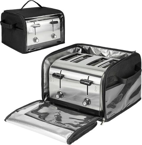 Toaster Cover 4 Slice with Aluminum Foil Lining and Base Compatible with Cuisinart/BELLA/Black and Decker,Cover Only,Black in Kuwait