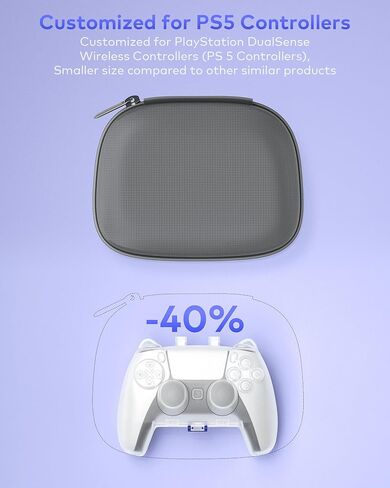 Tiiletzote Protective Travel Case for for PS5/PS5 Pro Controller, 1:1 Fit | Hard Shell Carrying Case for PlayStation 5 DualSense Wireless Remote, Joystick Protection, Space-Saving, Anti-scratch, Black in Saudi Arabia
