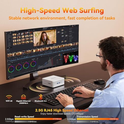 كمبيوتر صغير GEEKOM AE8 Ryzen 9 8945HS(8C/16T، حتى 5.2 جيجا هرتز) Windows 11 Pro AI كمبيوتر مكتبي صغير 32 جيجابايت DDR5 1 تيرابايت PCIe4.0 SSD 8K أجهزة كمبيوتر صغيرة AMD Radeon 780M/USB 4/WiFi 6E/BT5.2/Gigabit إيثرنت in Kuwait