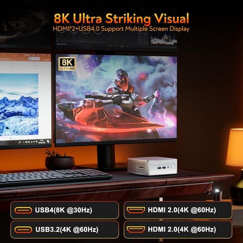 كمبيوتر صغير GEEKOM AE8 Ryzen 9 8945HS(8C/16T، حتى 5.2 جيجا هرتز) Windows 11 Pro AI كمبيوتر مكتبي صغير 32 جيجابايت DDR5 1 تيرابايت PCIe4.0 SSD 8K أجهزة كمبيوتر صغيرة AMD Radeon 780M/USB 4/WiFi 6E/BT5.2/Gigabit إيثرنت in Kuwait