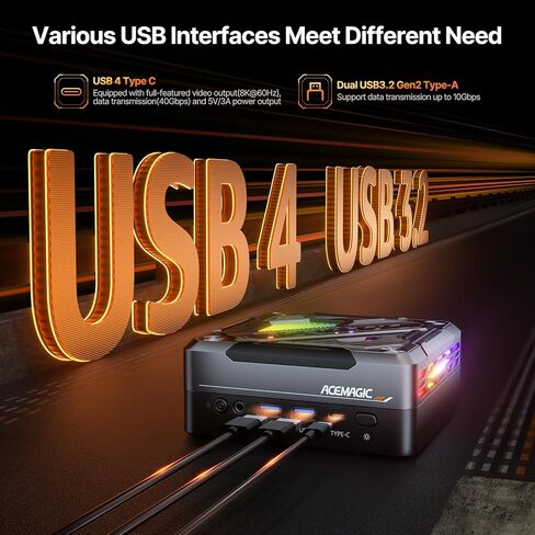 كمبيوتر ألعاب صغير ACEMAGIC AM18، AMD Ryzen 7 8845HS (8C/16T، حتى 5.1 جيجا هرتز)، 32 جيجا بايت ثنائي القناة DDR5 1 تيرابايت PCle 4.0 M.2 SSD، كمبيوتر صغير AMD Radeon 780M، ثنائي 2.5 جيجا LAN/WiFi 6/BT5.2 /8K جهاز كمبيوتر صغير بشاشة ثلاثية in Kuwait