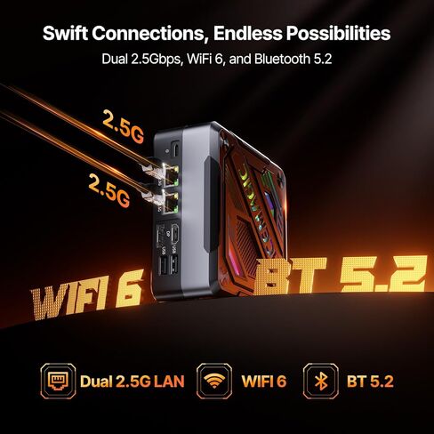 كمبيوتر ألعاب صغير ACEMAGIC AM18، AMD Ryzen 7 8845HS (8C/16T، حتى 5.1 جيجا هرتز)، 32 جيجا بايت ثنائي القناة DDR5 1 تيرابايت PCle 4.0 M.2 SSD، كمبيوتر صغير AMD Radeon 780M، ثنائي 2.5 جيجا LAN/WiFi 6/BT5.2 /8K جهاز كمبيوتر صغير بشاشة ثلاثية in Kuwait