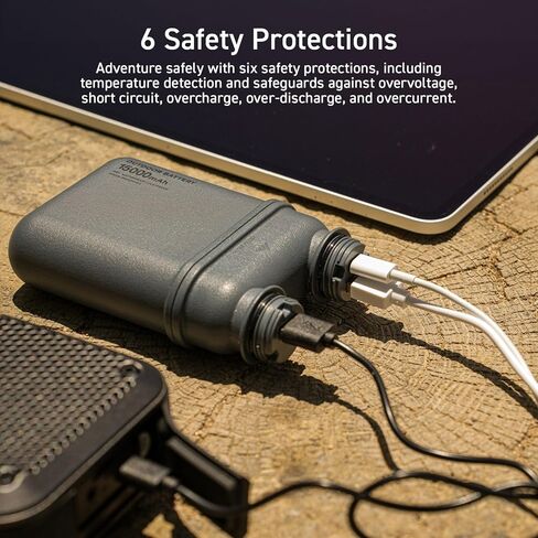 ELECOM NESTOUT Rugged Power Bank, 15000mAh Outdoor Charger, 32W USB-C Fast Charging PD, Waterproof IP67, Durable Shockproof, Battery Pack for iPhone Tablet Hiking Travel Camping (Beige, 15000mAh) in Saudi Arabia