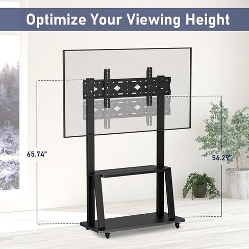 Rolling TV Stand, Mobile TV Cart with Wheels for 32-75 inch TV, Portable TV Stand with Shelf,Hight Adjustable,Holds up to 130LBS, Vesa 600×400 in Saudi Arabia