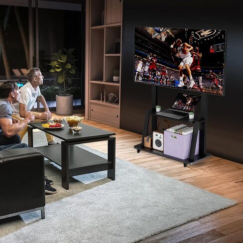 Rolling TV Stand, Mobile TV Cart with Wheels for 32-75 inch TV, Portable TV Stand with Shelf,Hight Adjustable,Holds up to 130LBS, Vesa 600×400 in Saudi Arabia