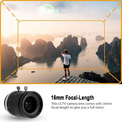 Manual Lens, 16mm 5MP Varifocal Lens C Interface 2/3 Industrial Lens for Surveillance Security Camera and CCTV Camera in Saudi Arabia