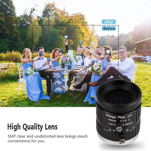 Manual Lens, 16mm 5MP Varifocal Lens C Interface 2/3 Industrial Lens for Surveillance Security Camera and CCTV Camera in Saudi Arabia