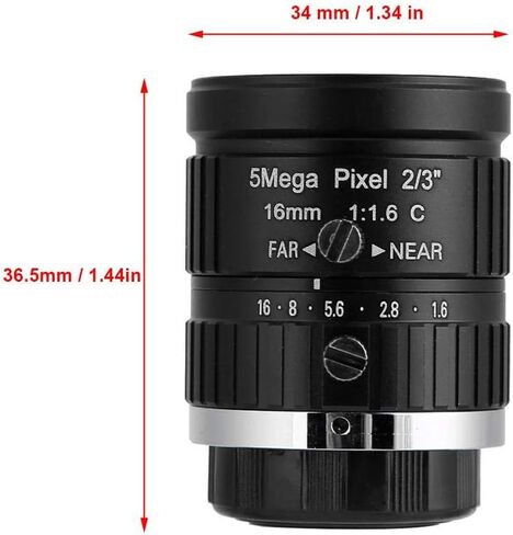 Manual Lens, 16mm 5MP Varifocal Lens C Interface 2/3 Industrial Lens for Surveillance Security Camera and CCTV Camera in Saudi Arabia