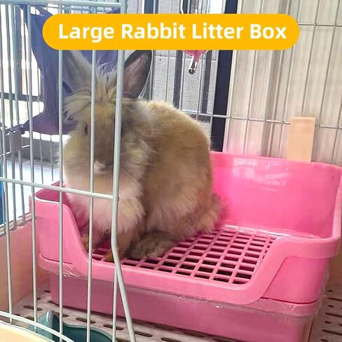 صندوق فضلات أرنب كبير، صندوق فضلات أرنب، مرحاض أرنب، زاوية تدريب، وعاء فضلات أرنب ضخم مع شبكة بلاستيكية، صينية تفريغ عميقة للحيوانات الصغيرة البالغة (أبيض) in Kuwait
