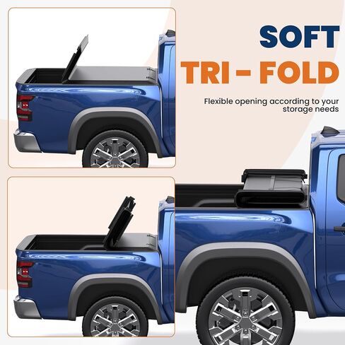 6 FT Soft 3-Folding Tonneau Cover Compatible for 2005-2024 Nissan Frontier Fleetside Truck Bed Cover Waterproof On Top Tri Fold 72inch in Saudi Arabia