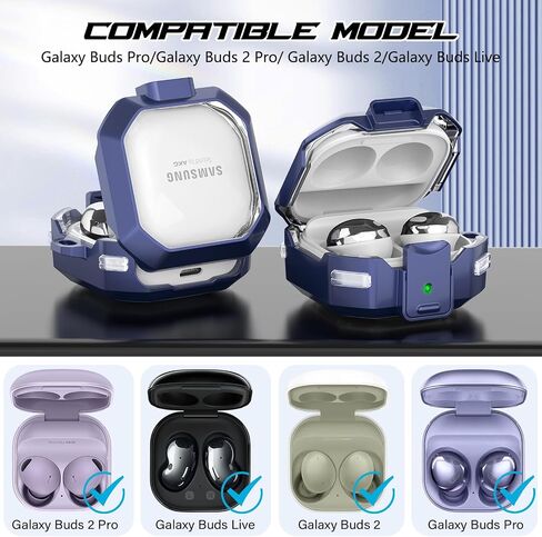 【مع قفل أمان】 حافظة من ألياف الكربون لهاتف Samsung Galaxy Buds Pro 2 / حافظة Galaxy Buds 2 / حافظة Galaxy Buds Live / حافظة Galaxy Buds Pro / حافظة Galaxy Buds FE 2023 مع سلسلة مفاتيح / مجموعة منظف - أسود in Kuwait