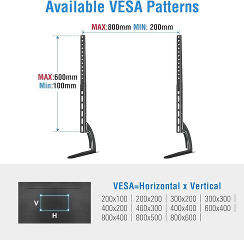 حامل تلفزيون عالمي MOUNTUP، حامل تلفزيون على الطاولة لمعظم أجهزة تلفزيون LCD بشاشة مسطحة مقاس 32-65 بوصة، ساق تلفزيون قابلة للفصل تناسب الحد الأقصى VESA 800x600 مم، قاعدة تلفزيون مع 3 تعديلات للارتفاع، تحمل ما يصل إلى 88 رطل MU1010 in Kuwait