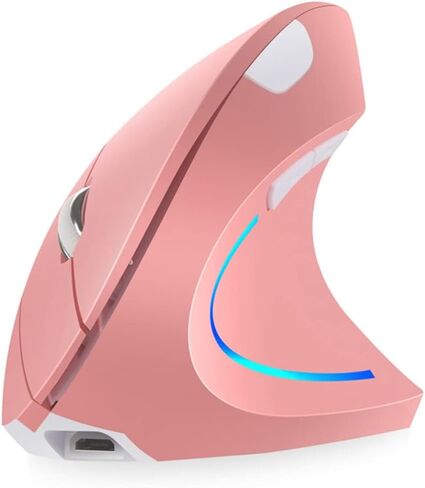 Vertical Mouse, Right Handed 2.4GHz Wireless Ergonomic Rechargeable Vertical Mouse with 4 Adjustable DPI 800/1200/1600/2400, 6 Buttons,Compatible with PC, Desktop,Mac (Pink)… in Saudi Arabia