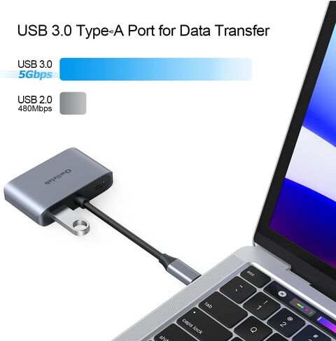 Qwiizlab USB Type-C to 4K HDMI Adapter & 1080P VGA Dongle, Power Delivery 100W, Compatible with iPhone 16/15 Pro/Max, Windows PC Laptop, MacBook Air/Pro M1/M2 in Saudi Arabia