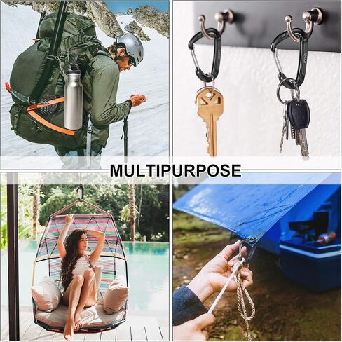 Unijoy Carabiner Clips شديدة التحمل: 12KN 18KN خفيفة الوزن Wiregate Caribiniers - حلقة D-Ring Caribeaner للتخييم والمشي لمسافات طويلة in Kuwait