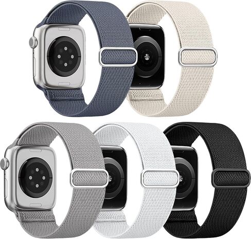 5 Pack Stretchy Nylon Straps Compatible for Apple Watch Band 38mm 40mm 41mm 42mm 44mm 45mm 46mm 49mm for Women Men,Elastic Cloth Sport Wristbands for iWatch Series 10 9 8 SE 7 6 5 4 3 Ultra 2/1 in Saudi Arabia