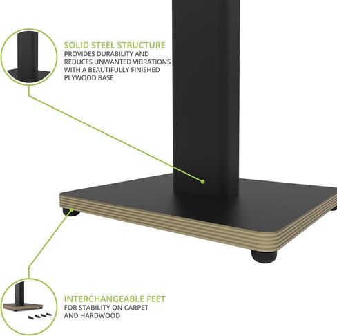 Kanto ST34P 34" Universal Floor Speaker Stands for Bookshelf Speakers up to 30 lbs (13.6kg) | Improved Sound | Hidden Cable Management | Timeless Design, Black Steel w/Finished Plywood Base | Pair in Saudi Arabia